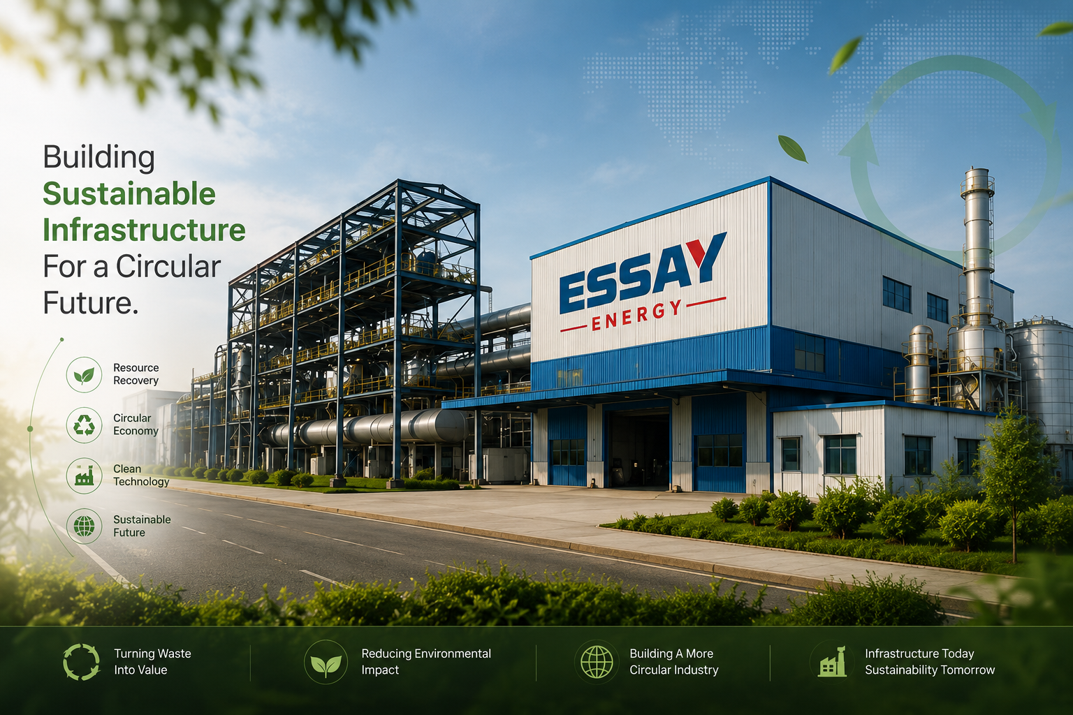 Essay Energy plant exterior — building sustainable infrastructure for a circular future